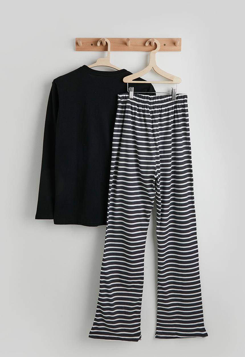 Pop Candy - Pj set - black/charcoal stripe