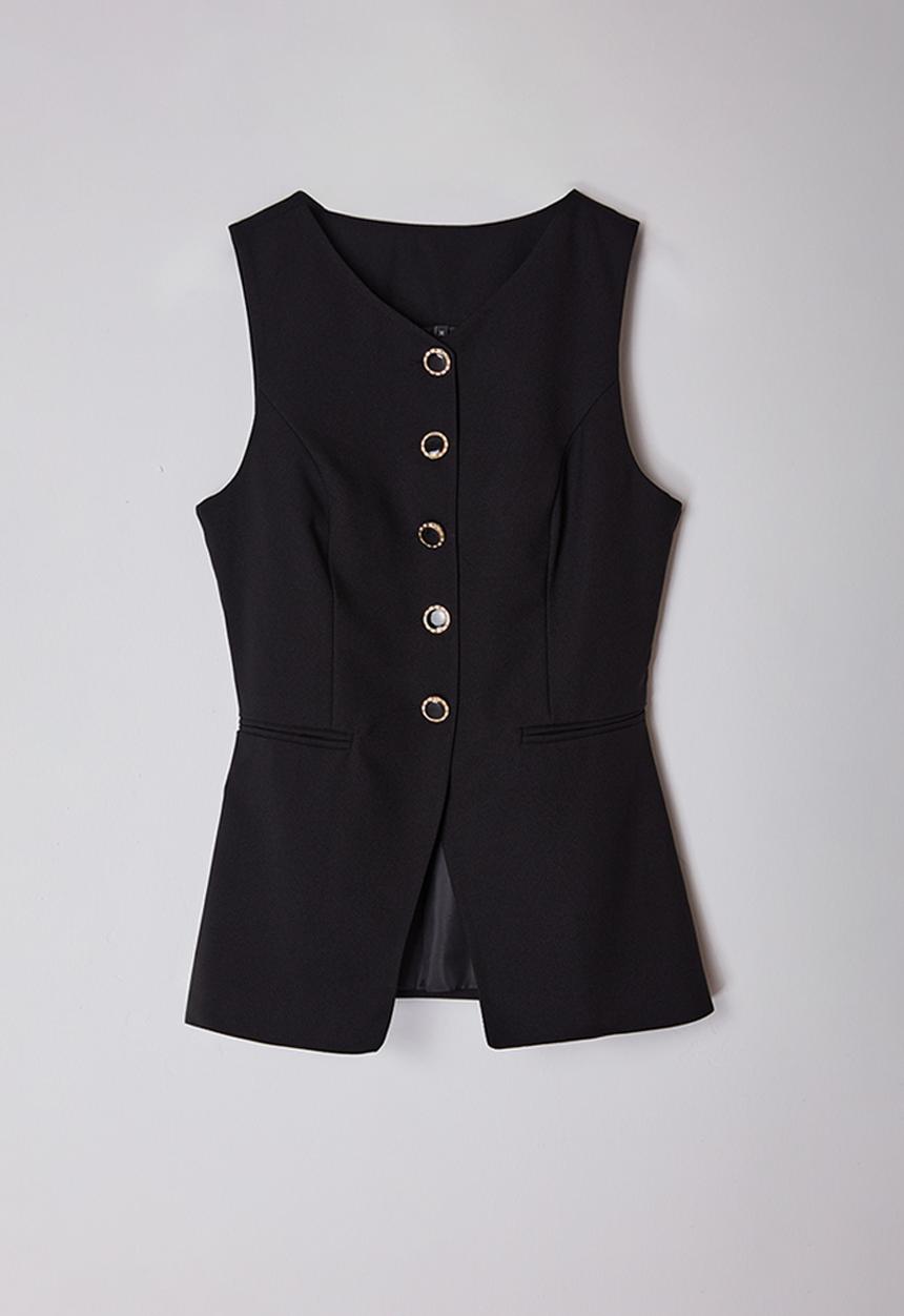 Trendyol - Round Neck Woven Vest - Black