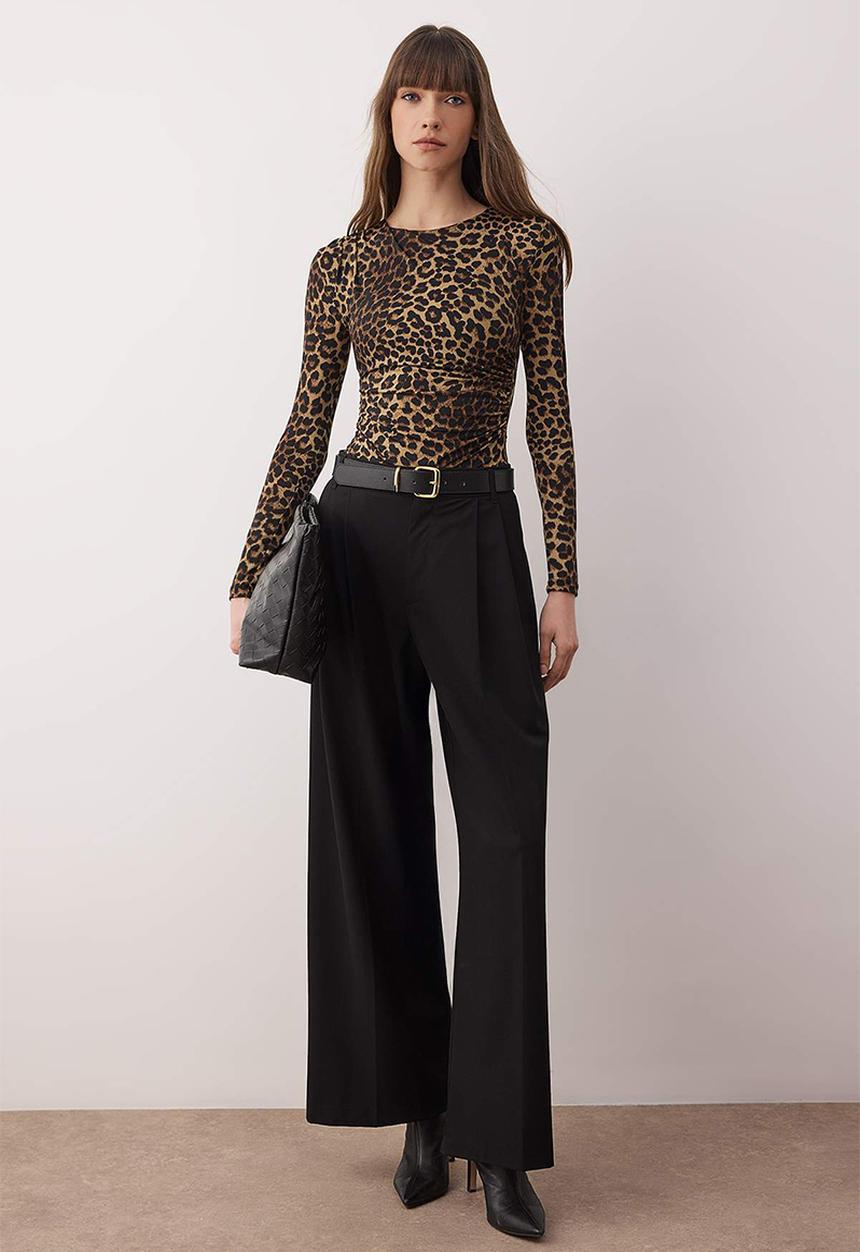 Trendyol - Leopard Print Knitted Bodysuit - Brown