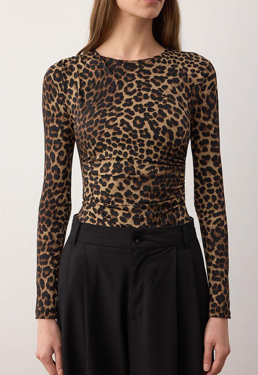 Trendyol - Leopard Print Knitted Bodysuit - Brown