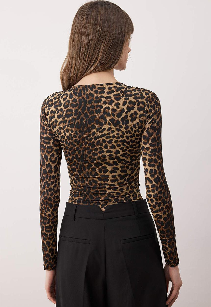 Trendyol - Leopard Print Knitted Bodysuit - Brown