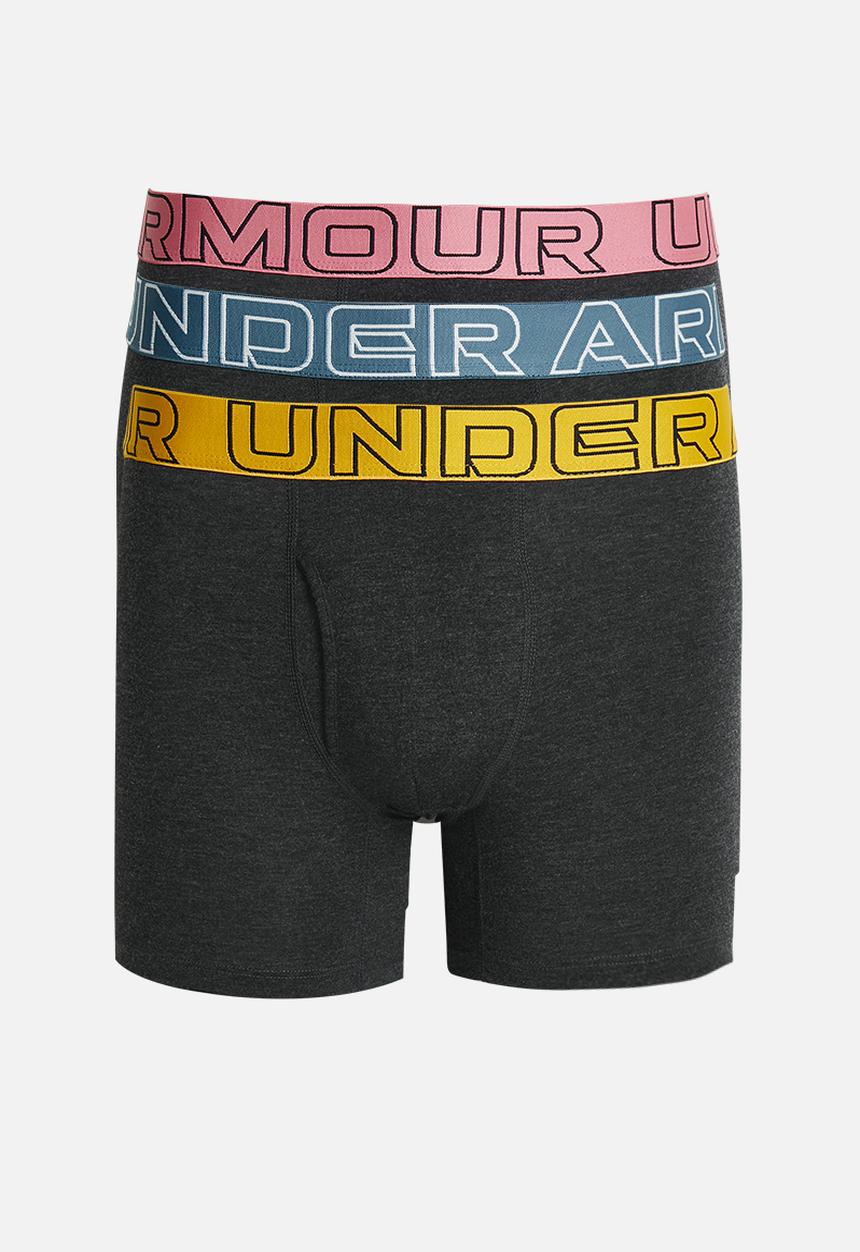 Under Armour - UA Performance Cotton 6" 3-Pack Boxerjock® - Black / Ass 