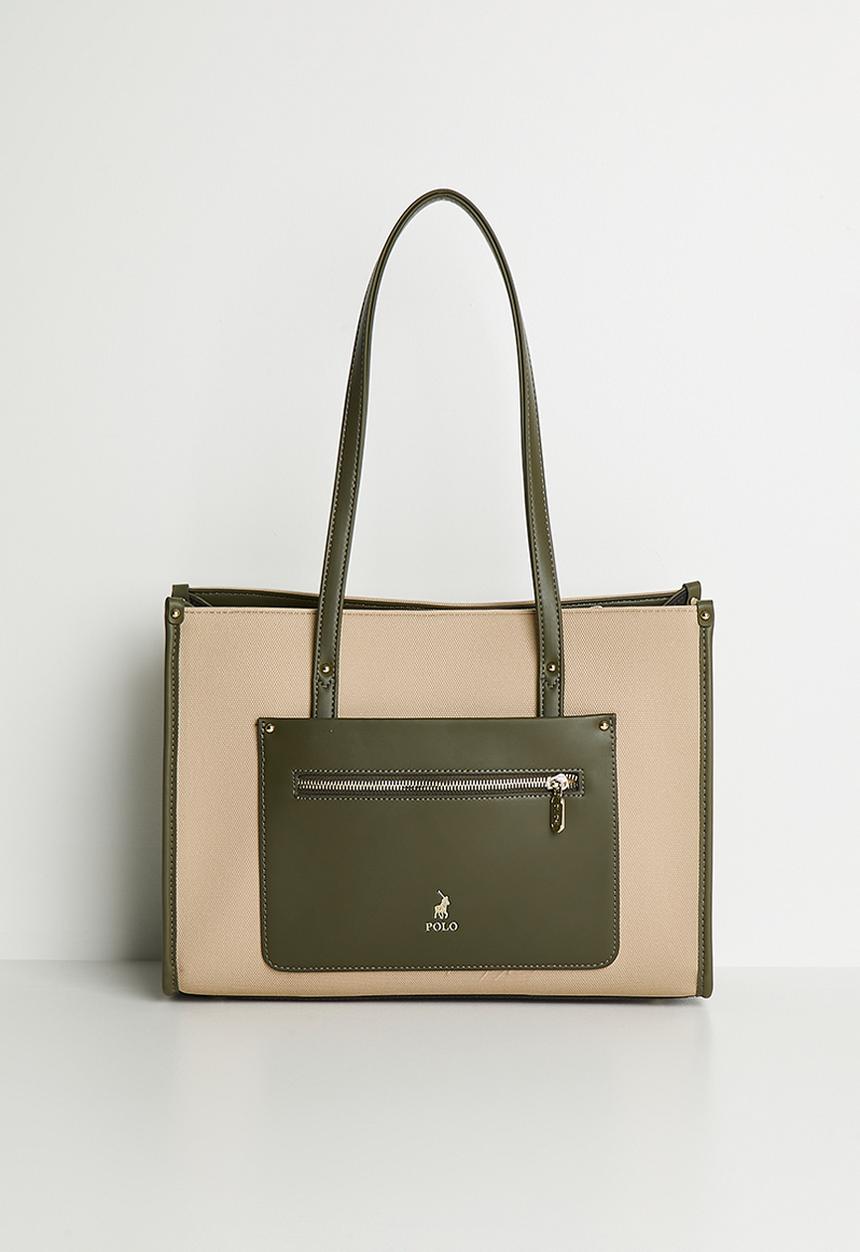 POLO - Palma book tote bag - olive & neutral