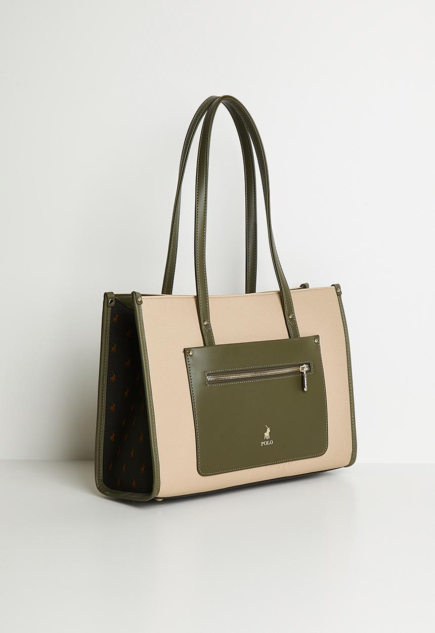 POLO - Palma book tote bag - olive & neutral