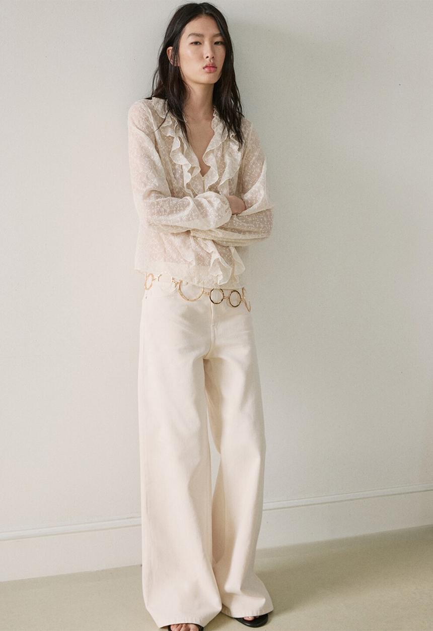 MANGO - Blouse val - light beige