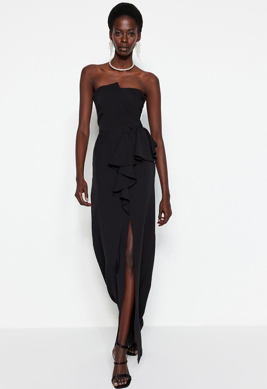 Trendyol - Woven Long Stylish Evening Dress, Night Graduation Dress - Black
