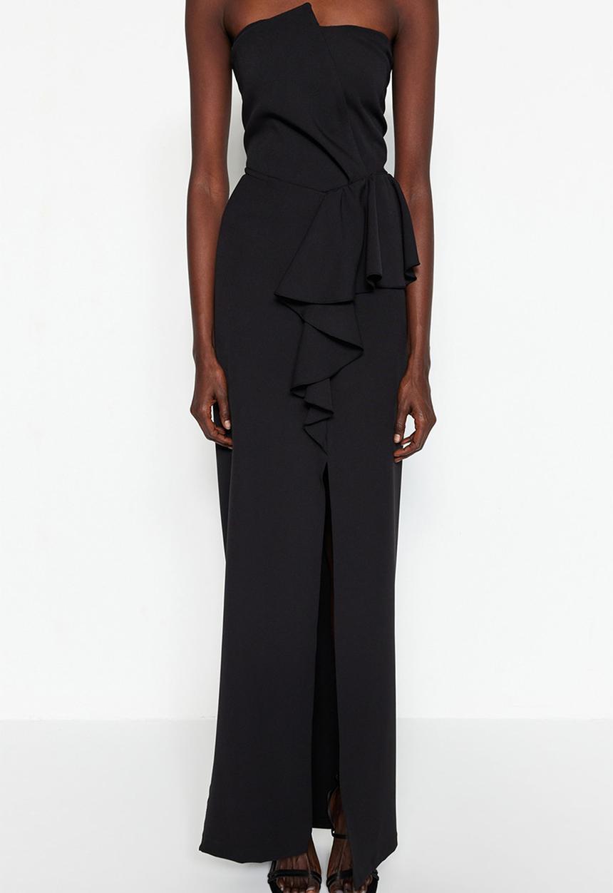 Trendyol - Woven Long Stylish Evening Dress, Night Graduation Dress - Black