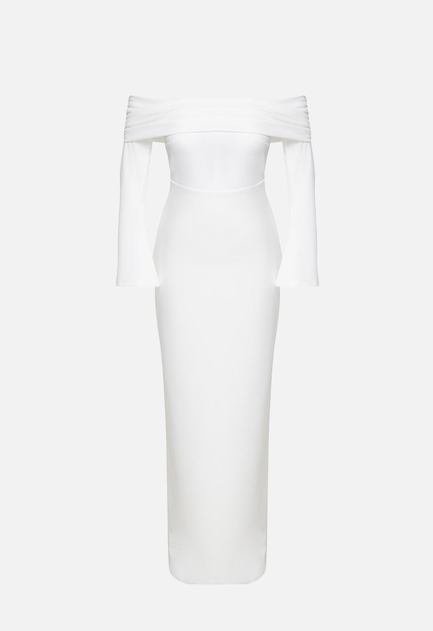 Trendyol - Bodycon  Knitted Maxi Stylish Evening Dress Night  - White