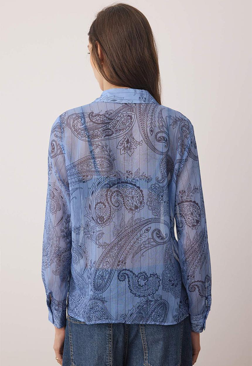 Trendyol - Boho Shawl Shirt - Blue