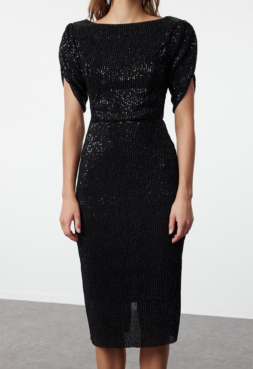 Trendyol - Bodycon Shimmering  Evening Dress  - Black