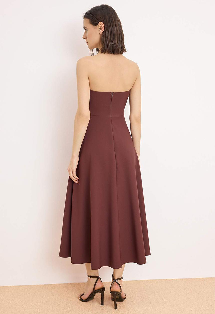 Trendyol - Open Waist Woven Maxi Unlined Dress - Brown