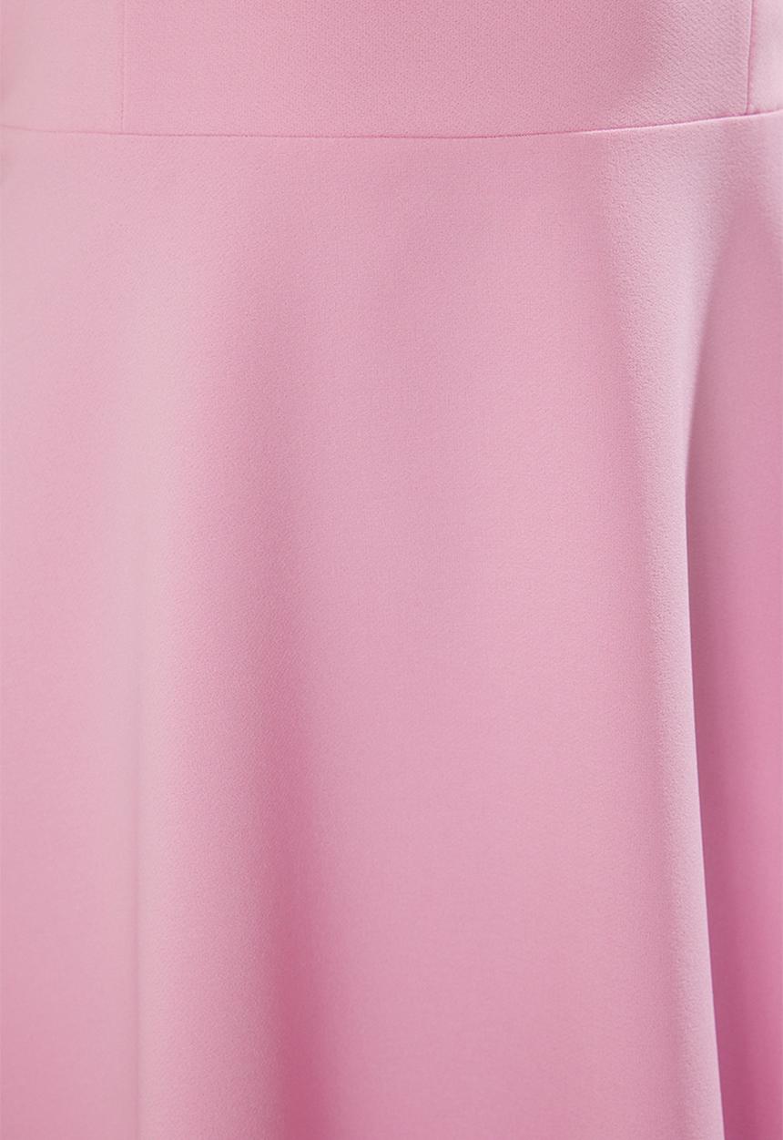 Trendyol - A-Line Strap Binding Detail Woven Evening Dress - Pink