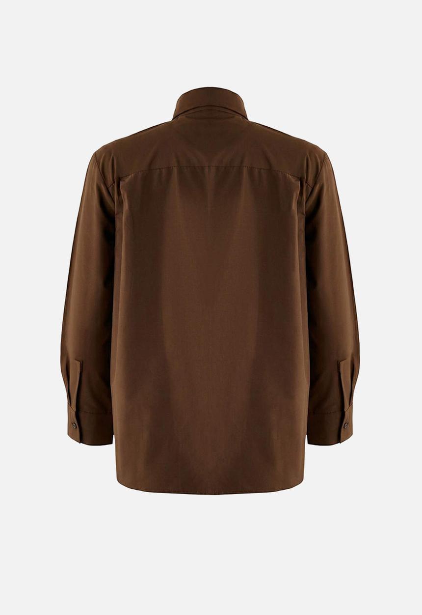 Trendyol - Tie Wide Cut Shirt - Brown