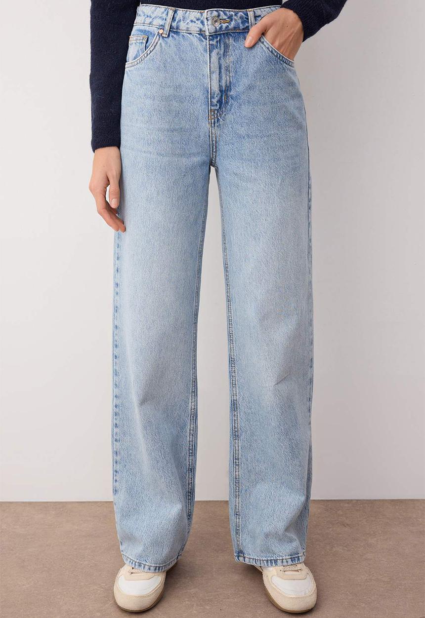 Trendyol - High Waist Wide Leg Jeans - Light Blue