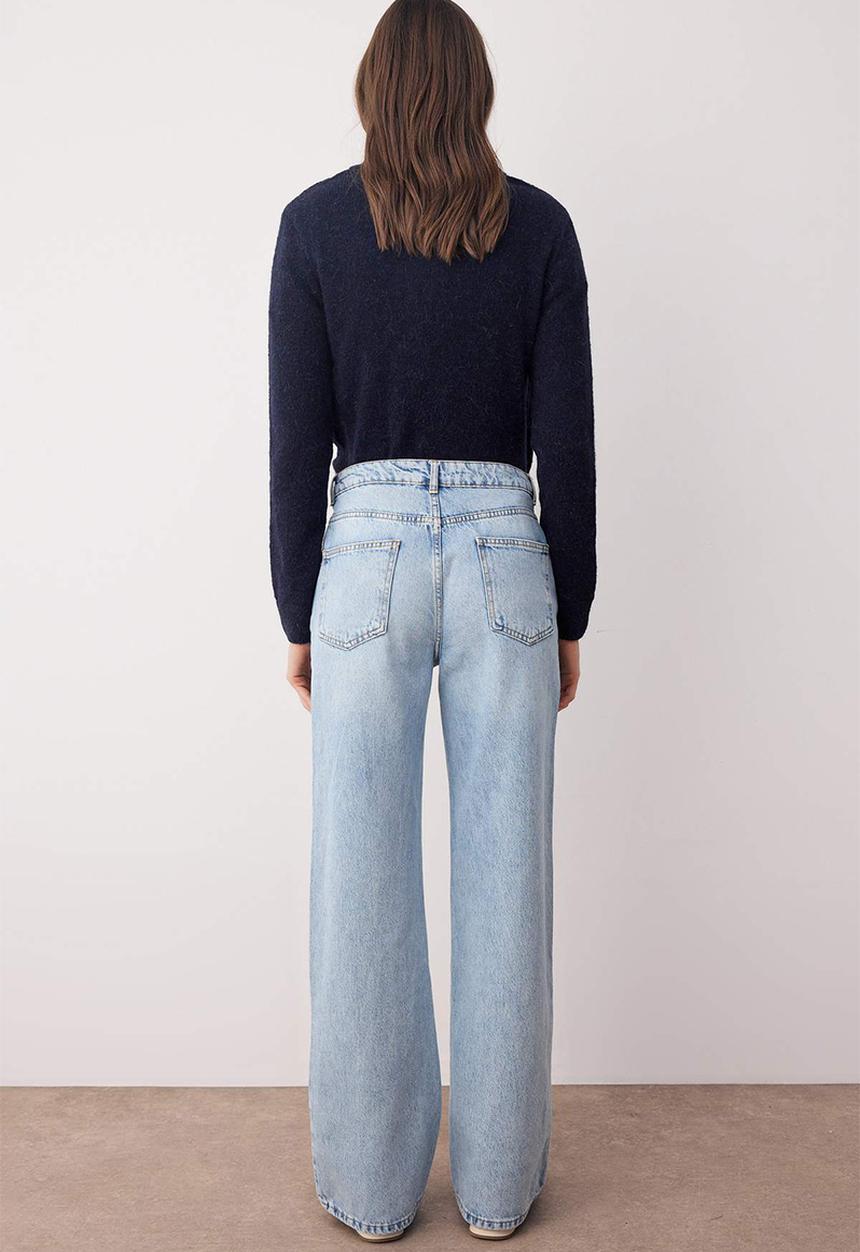 Trendyol - High Waist Wide Leg Jeans - Light Blue