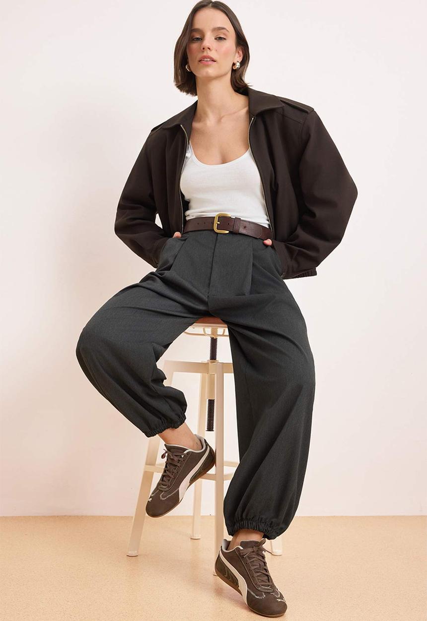 Trendyol - Classic Trousers - Anthracite