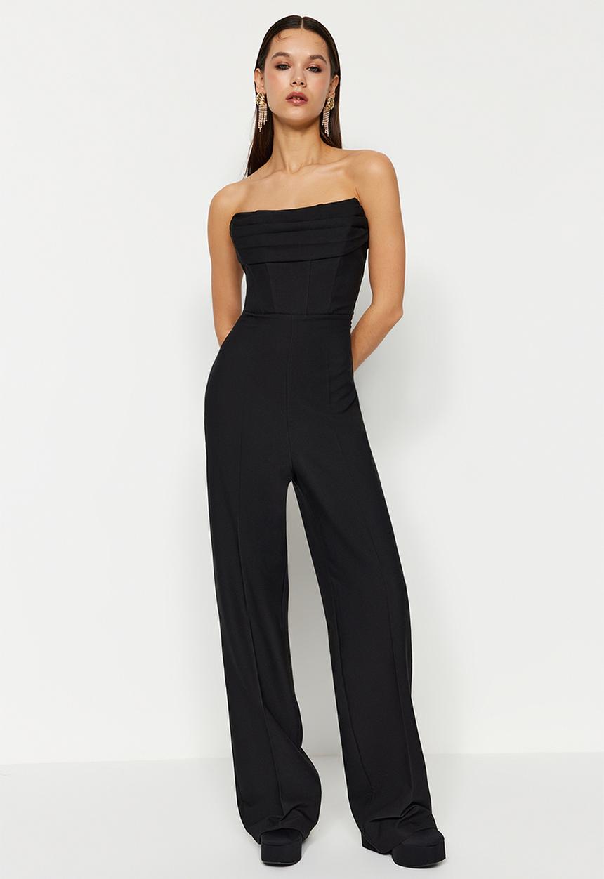 Trendyol - Corset Detailed Woven Jumpsuit - Black