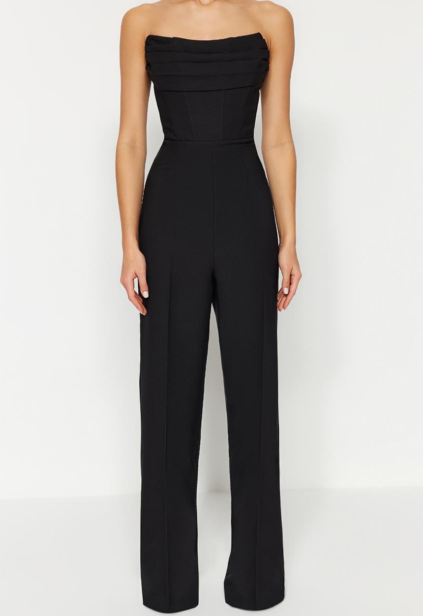 Trendyol - Corset Detailed Woven Jumpsuit - Black