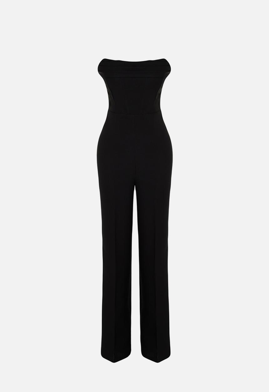 Trendyol - Corset Detailed Woven Jumpsuit - Black