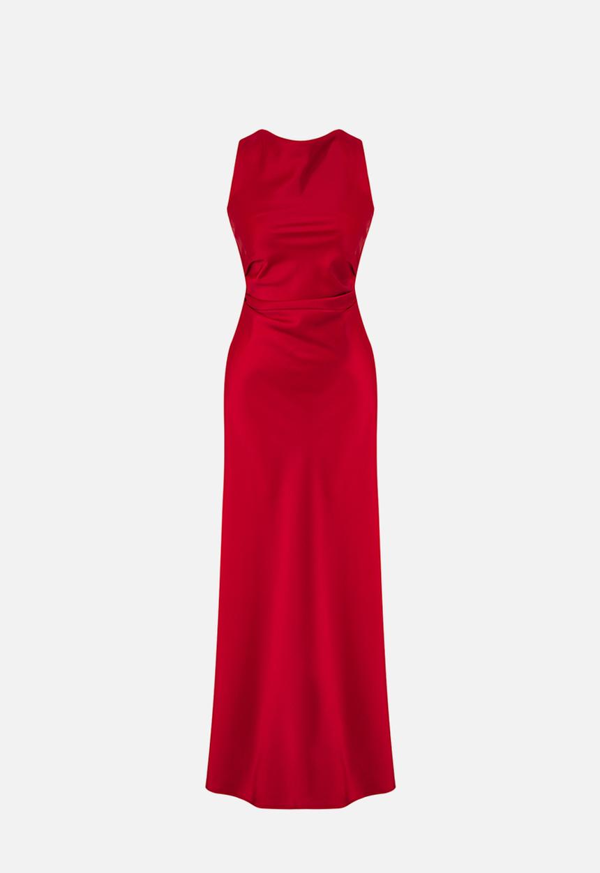 Trendyol - Bodycon Satin Woven Maxi Evening Dress - Red