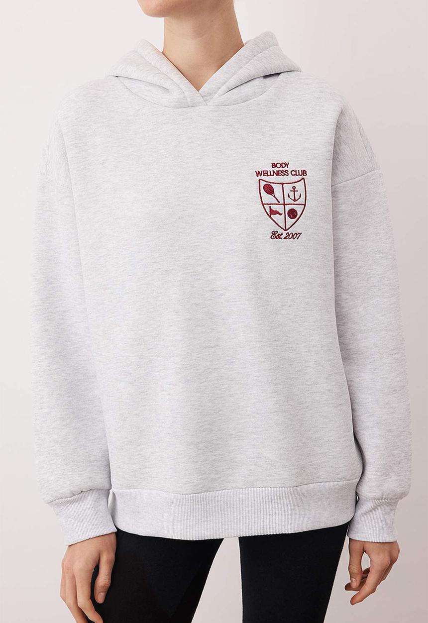 Trendyol - Oversize Wide Fit Thick Fleece Lined Knitted Sweatshirt - Snow Melange