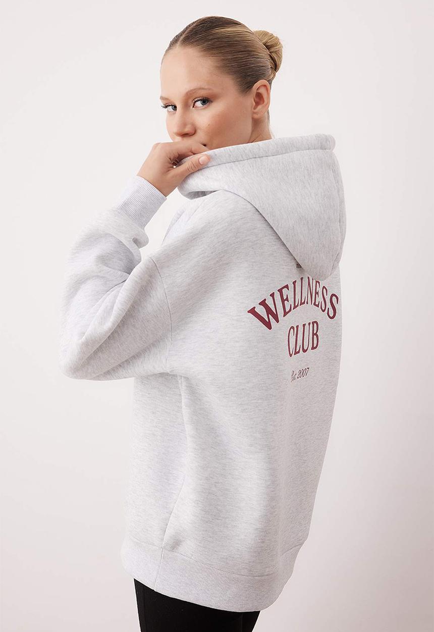 Trendyol - Oversize Wide Fit Thick Fleece Lined Knitted Sweatshirt - Snow Melange