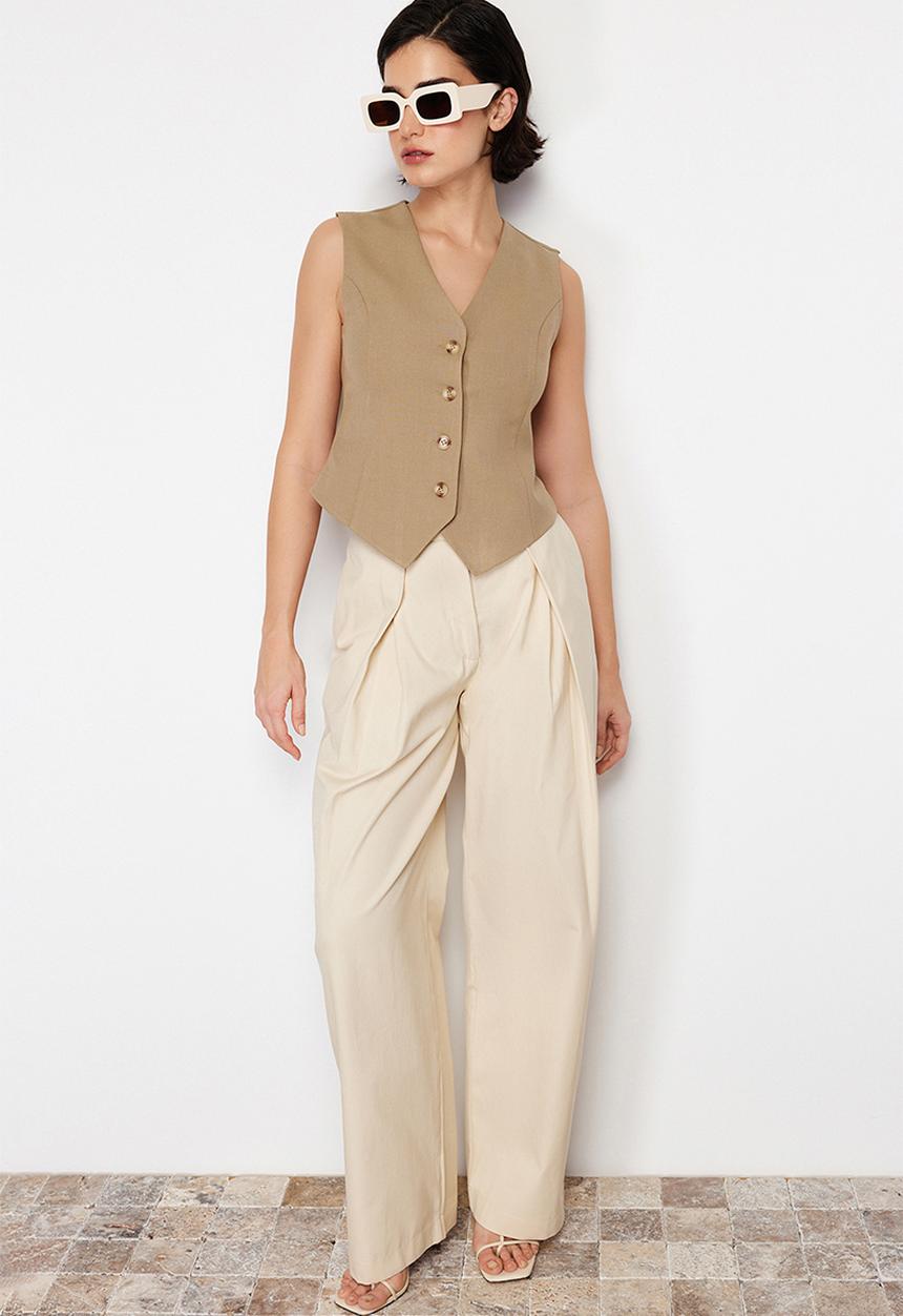 Trendyol - Premium Regular Mold Woven Vest - Mink