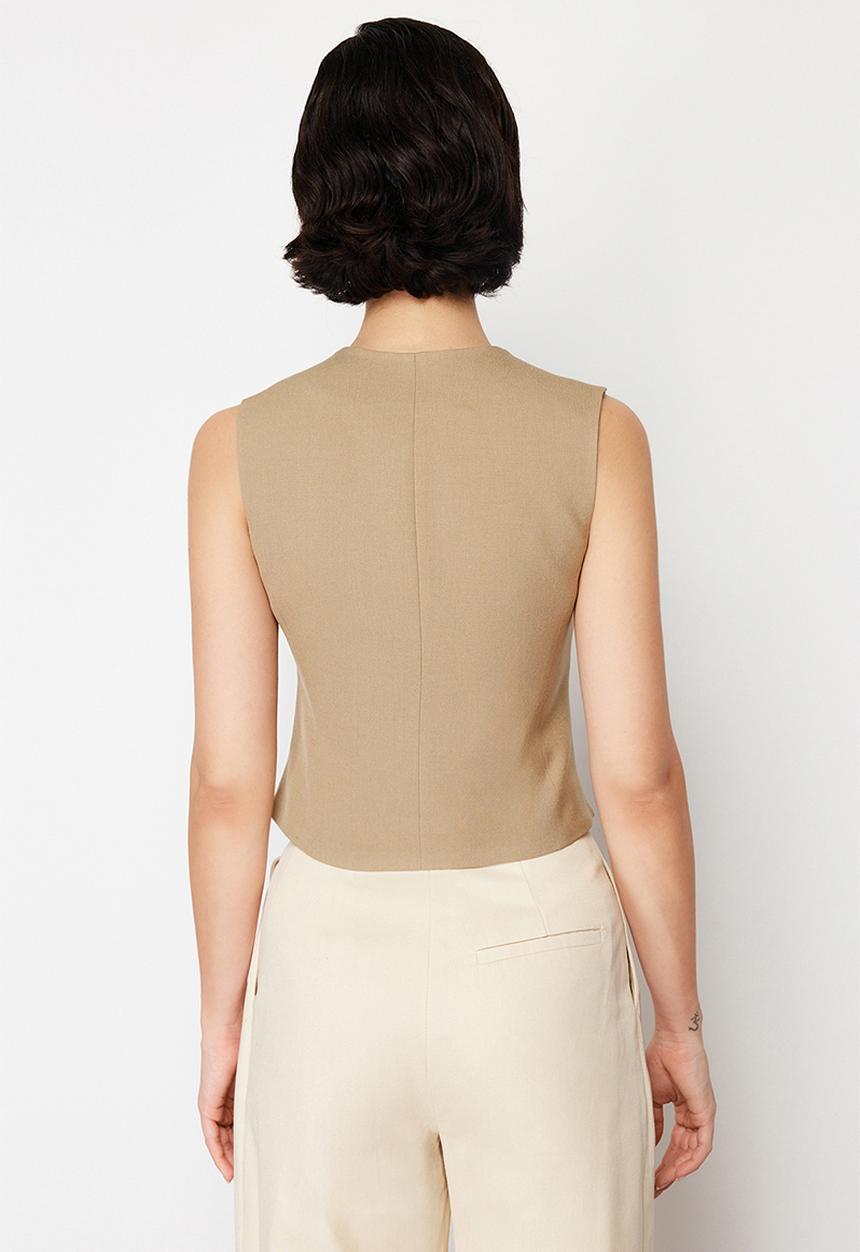Trendyol - Premium Regular Mold Woven Vest - Mink