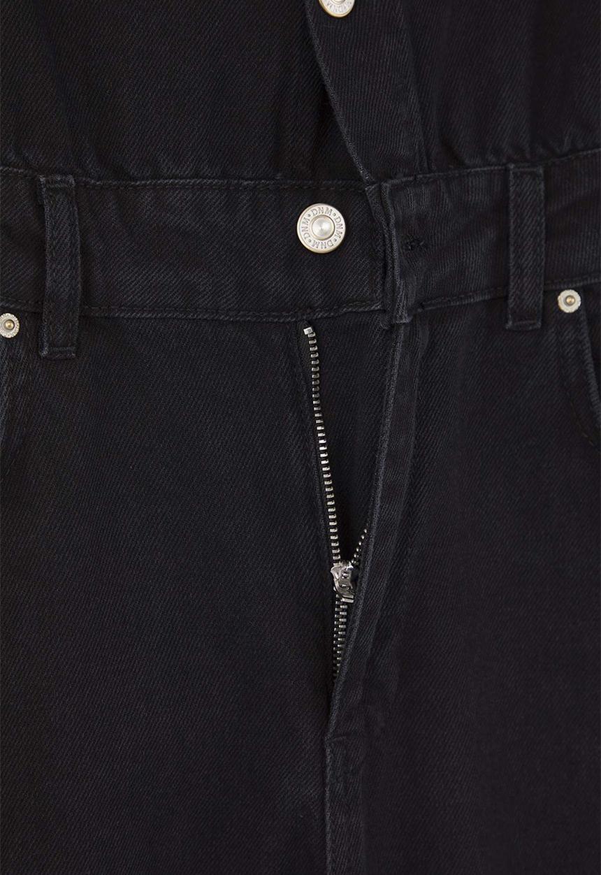 Trendyol - Shirt Collar Wide Leg Denim Overalls - Black