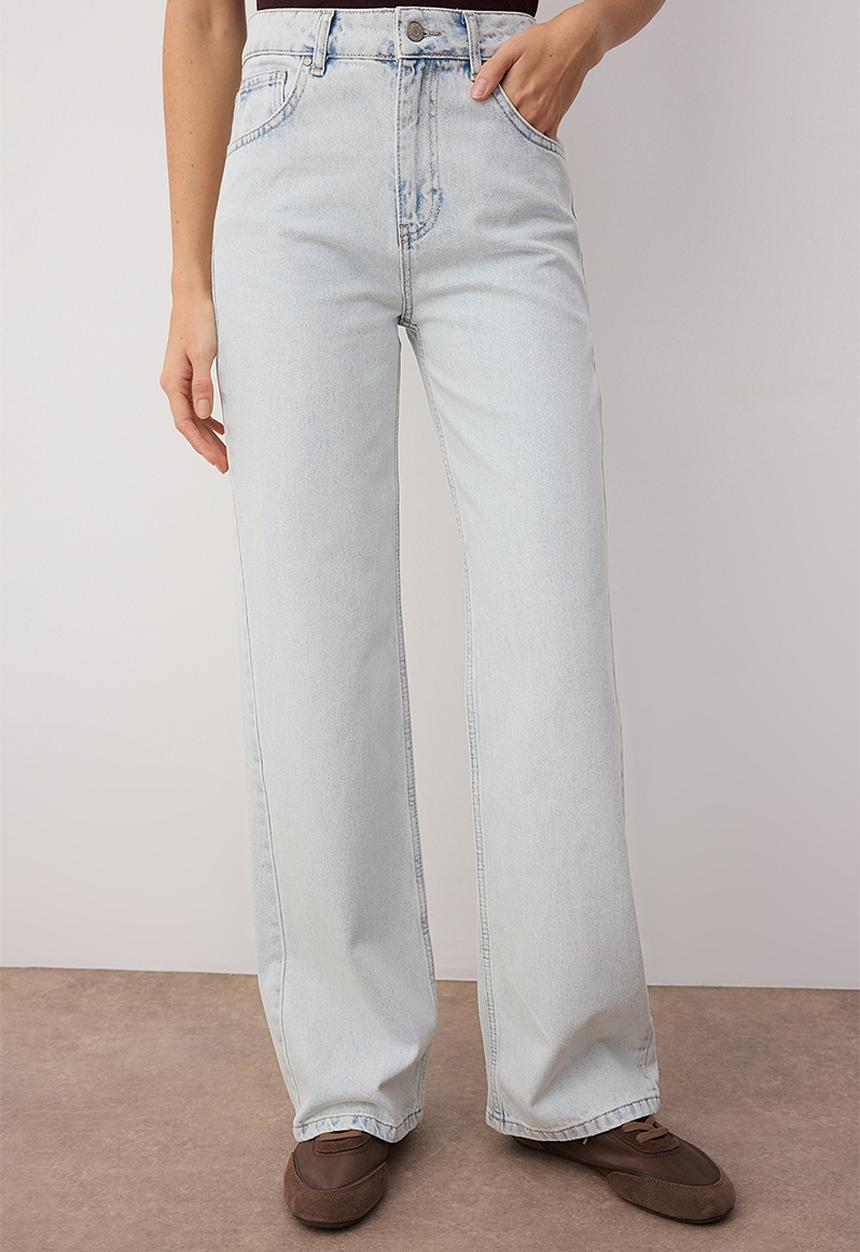 Trendyol - High Waist Wide Leg Jeans - Ice Blue