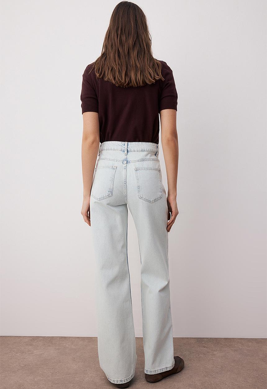 Trendyol - High Waist Wide Leg Jeans - Ice Blue