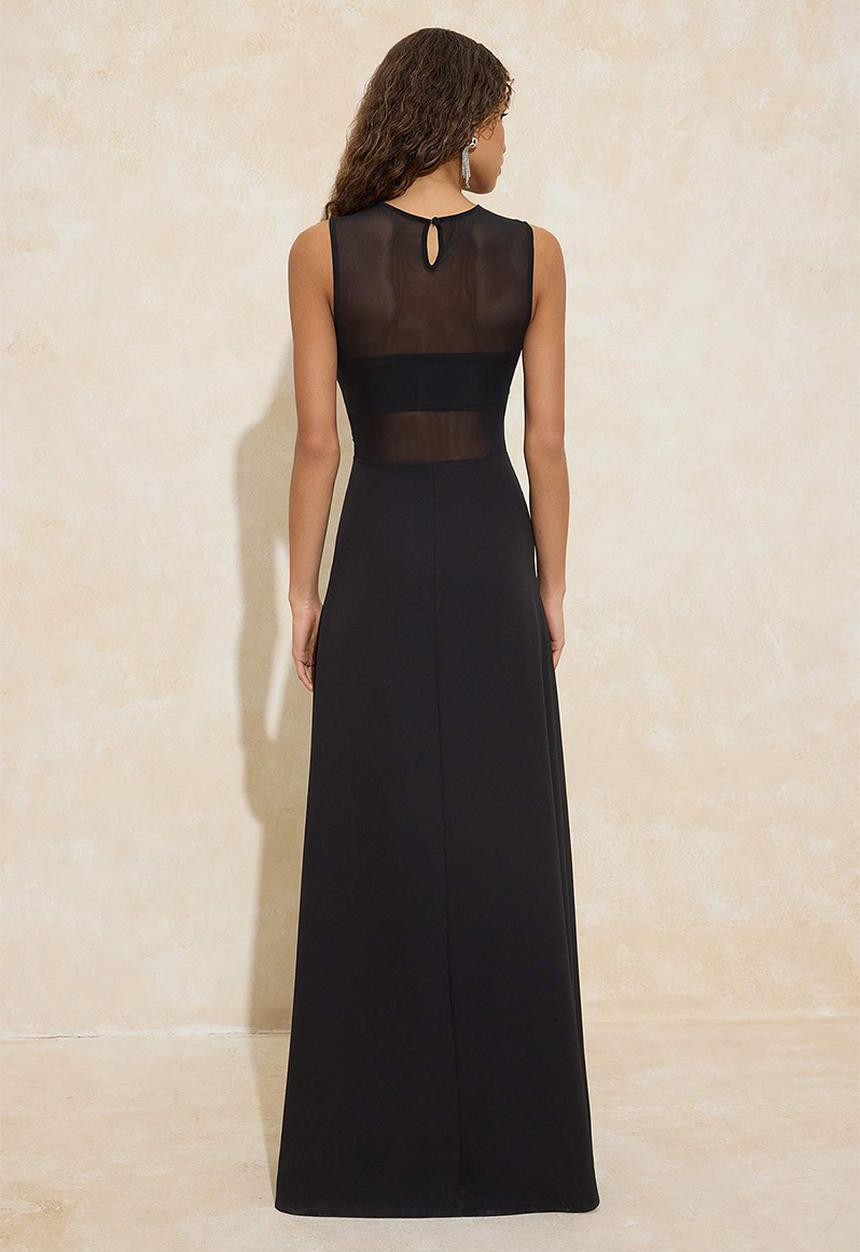 Trendyol - Transparent Detailed Maxi Evening Dress - Black