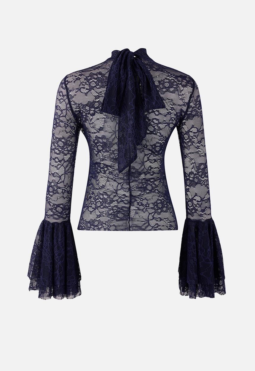 Trendyol - Lace Boho Blouse - Navy Blue