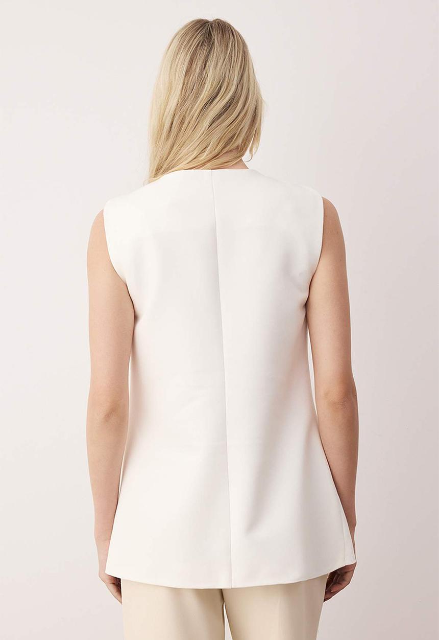 Trendyol - Double Breasted Closure Lined Woven Vest - White