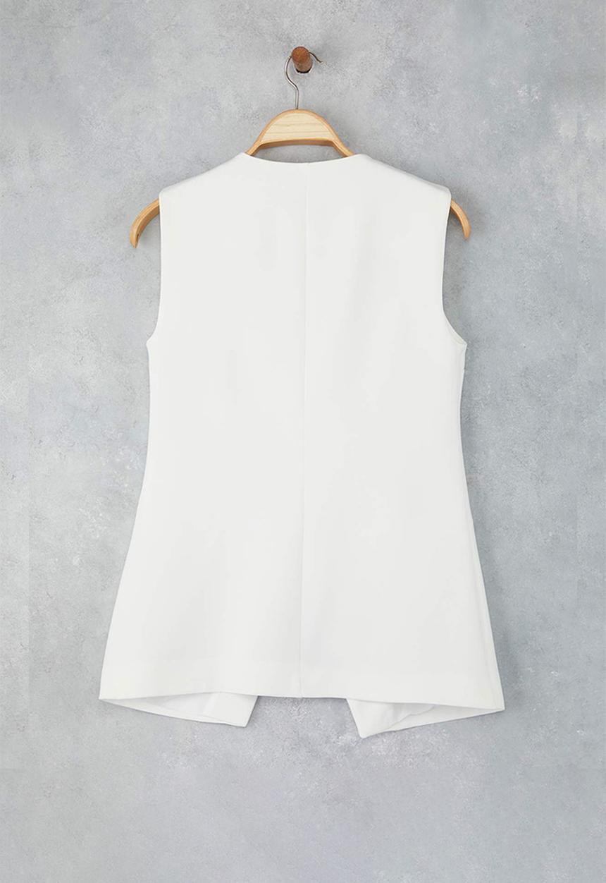 Trendyol - Double Breasted Closure Lined Woven Vest - White