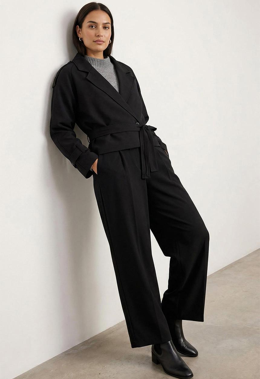 Trendyol - Premium Woven Crop Blazer Jacket - Black