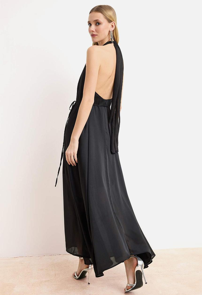 Trendyol - Straight Halter Maxi Dress - Black
