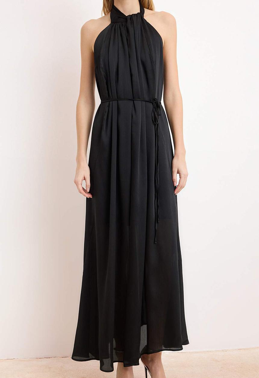 Trendyol - Straight Halter Maxi Dress - Black