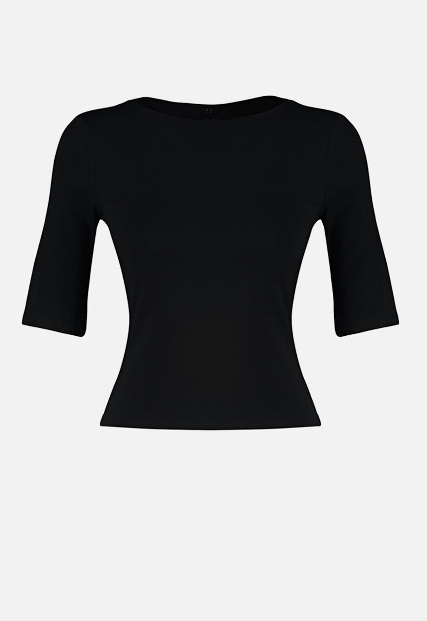 Trendyol - Fitted Short Sleeve Knitted Blouse - Black