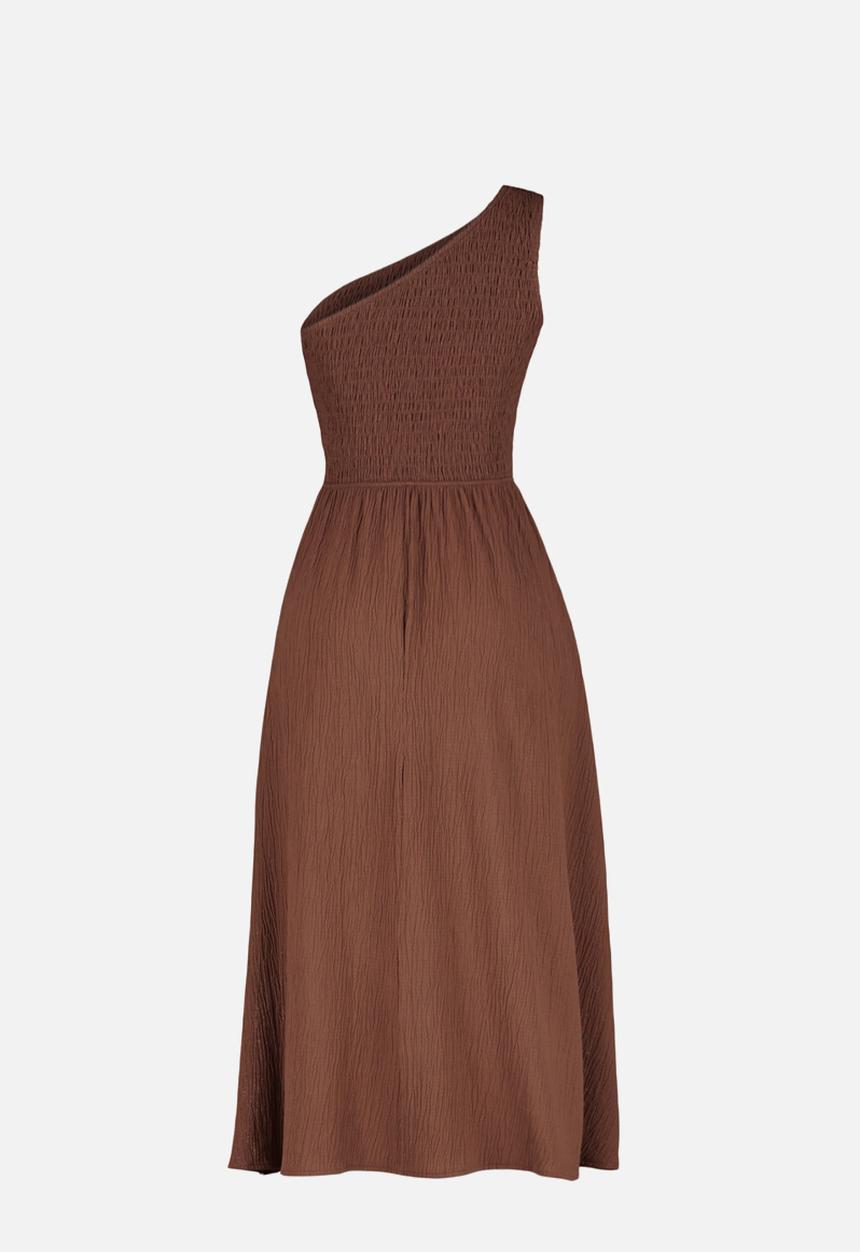 Trendyol - Waist Opening One Shoulder Midi Woven Dress - Brown