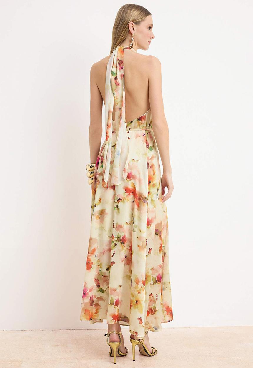 Trendyol - Maxi Lined Evening Dress - Multi-Colored