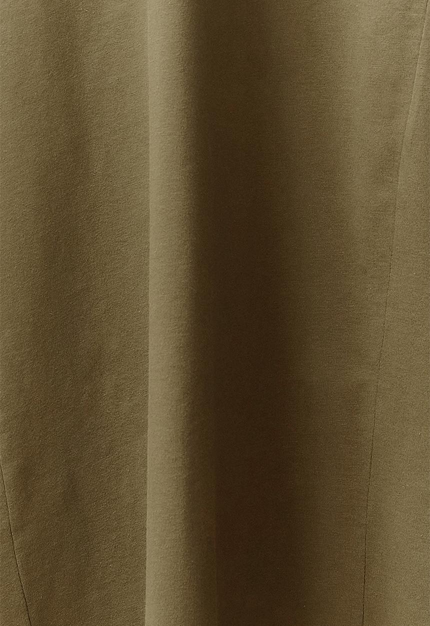 Trendyol - Pocketed A-Line Knitted Midi Dress - Khaki