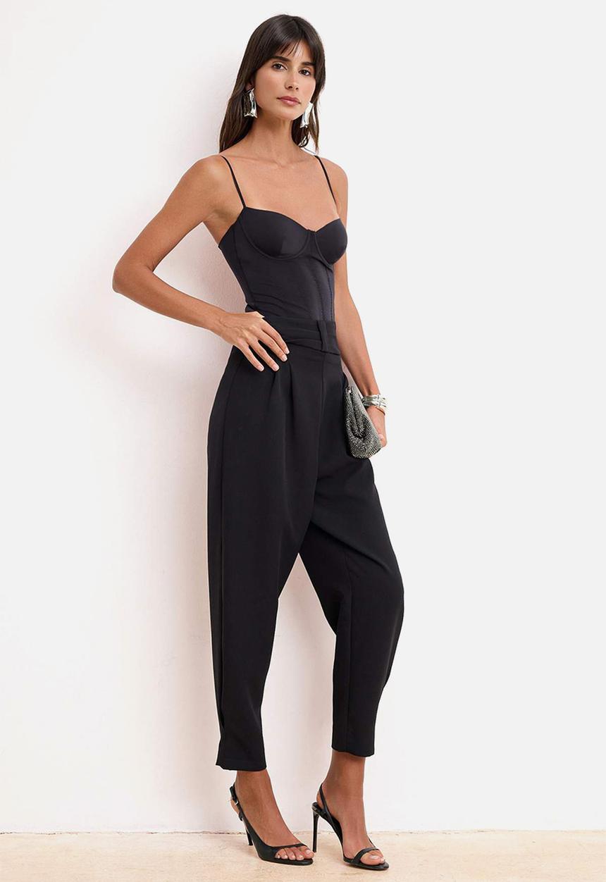 Trendyol - High Waist Corset Detail Trousers - Black