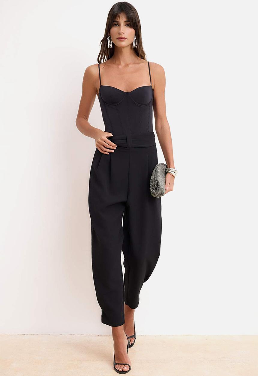 Trendyol - High Waist Corset Detail Trousers - Black