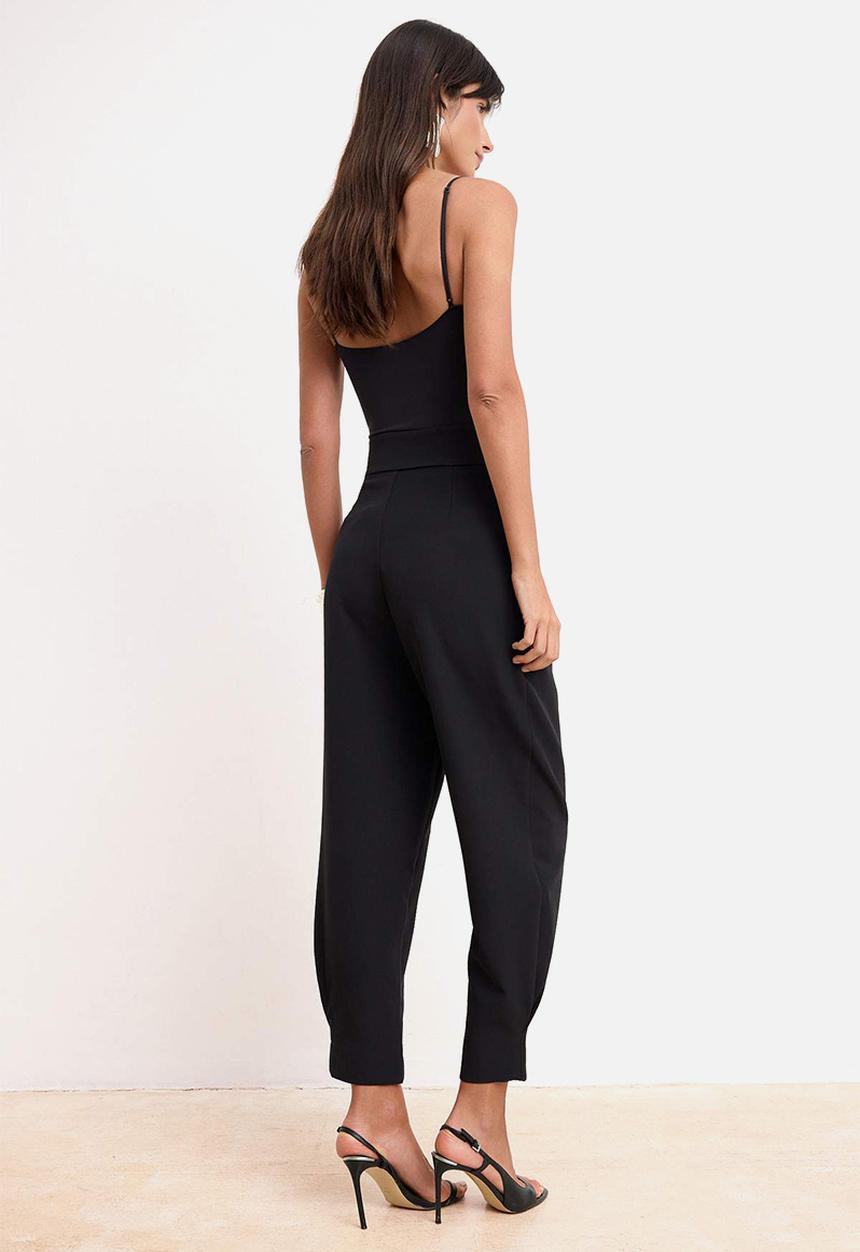 Trendyol - High Waist Corset Detail Trousers - Black