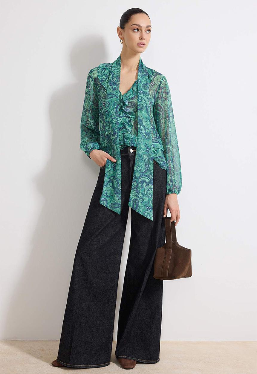 Trendyol - Boho Chiffon Woven Blouse - Green