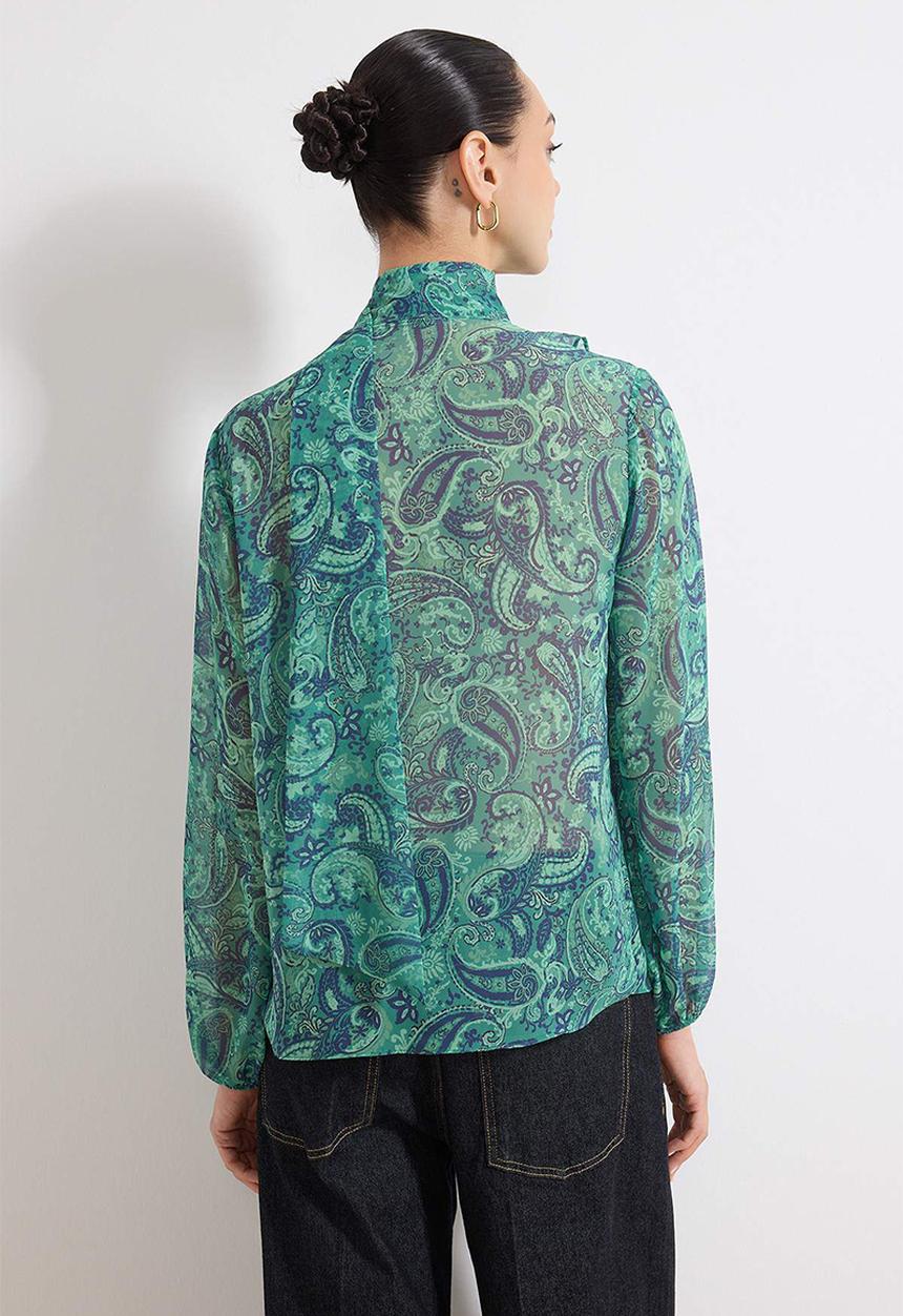 Trendyol - Boho Chiffon Woven Blouse - Green