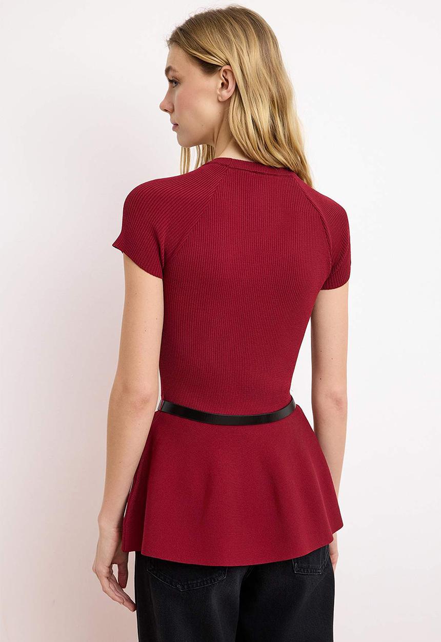 Trendyol - Crew Neck Knitwear - Burgundy