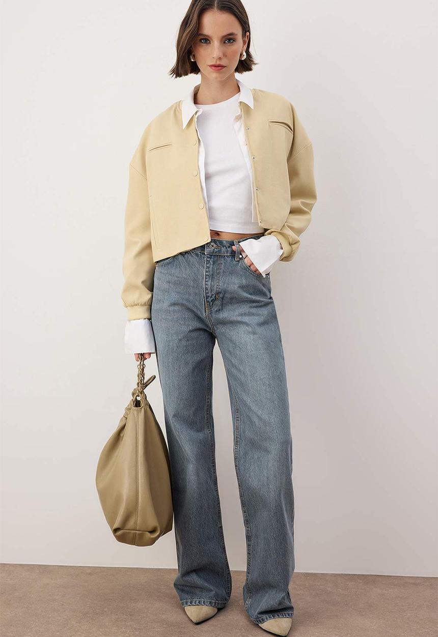 Trendyol - High Waist Wide Leg Jeans - Blue*001