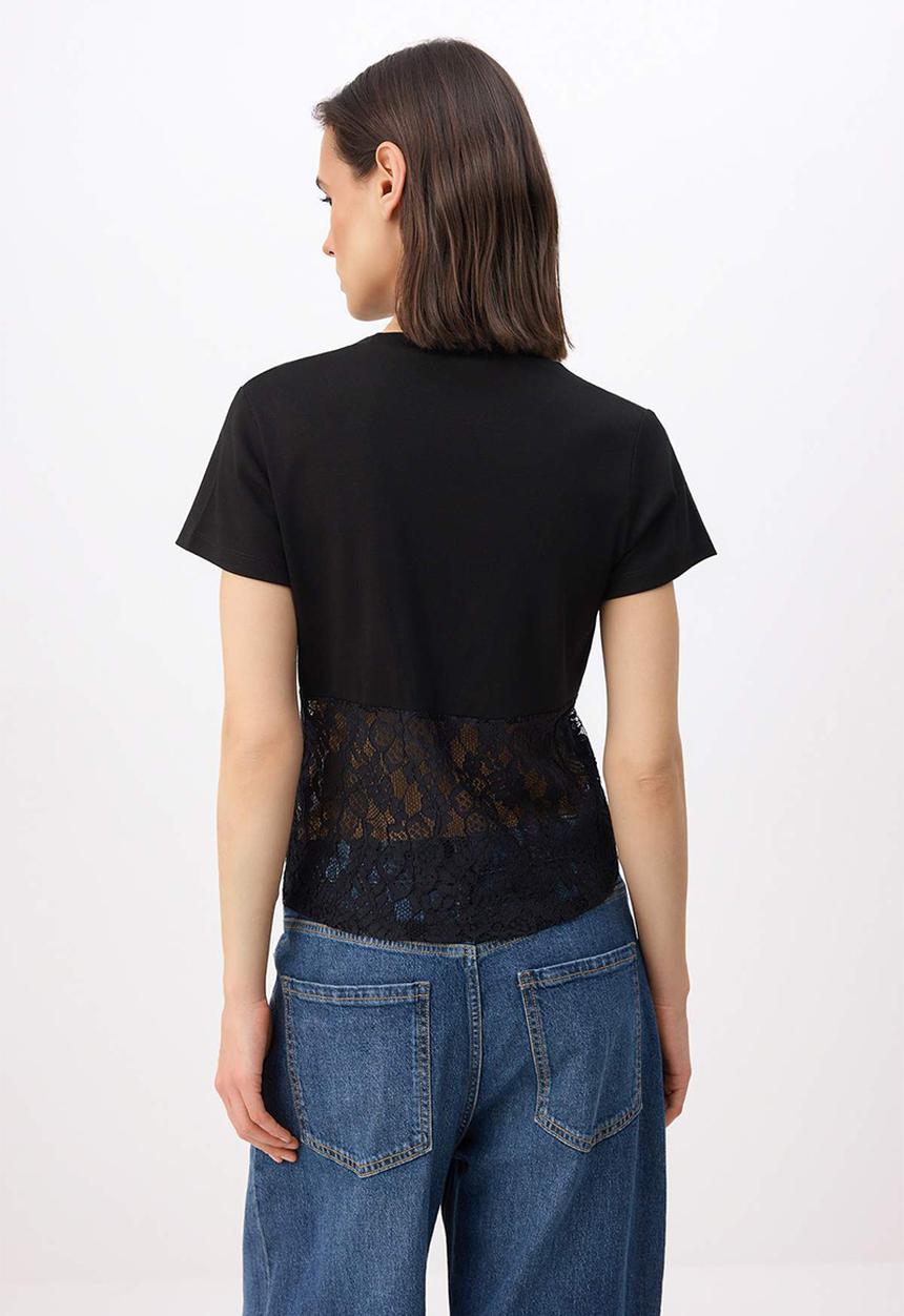 Trendyol - Top with lace - Black